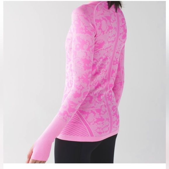 Lululemon hot pink camouflage camo long sleeve tech top shirt 8 run swiftly - Picture 1 of 6
